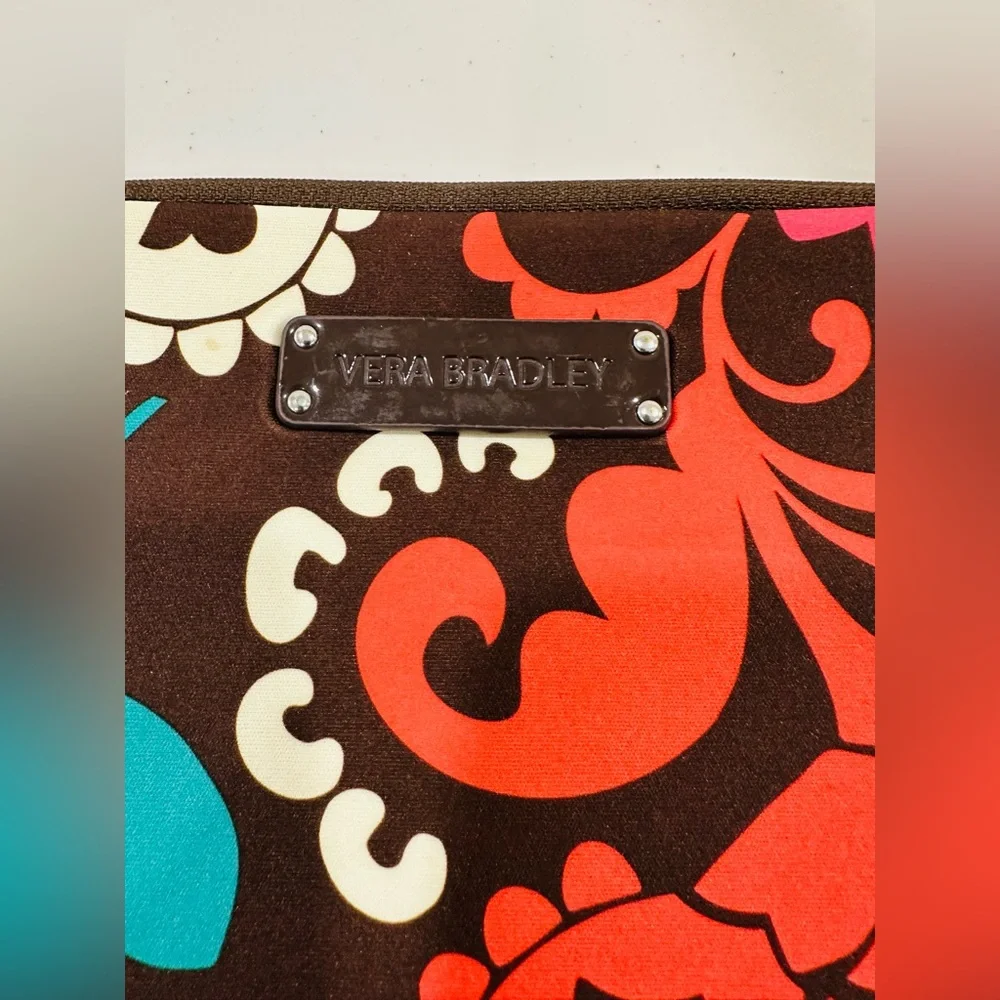 Vera Bradley Neoprene Zippered‎ Tablet Sleeve Lola Brown Coral Lime Bag Flower